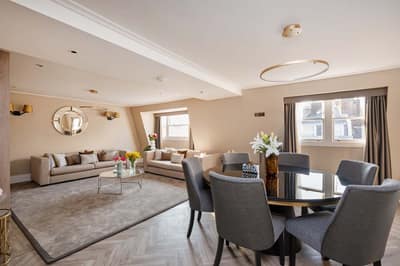 33 Charles Street Apartments, Mayfair: Flat 4 at 33 Charles Street: Living space opening onto the dining area, photo 4