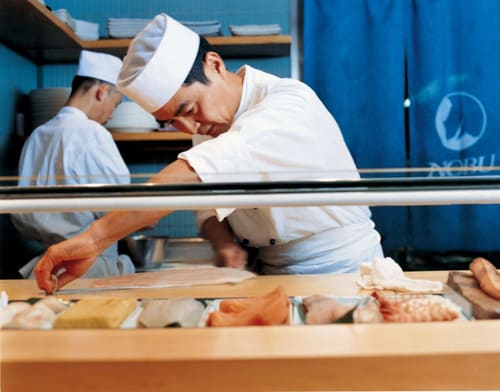 The Brick St Apartments, Mayfair: Sushi chef preparing food