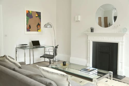 Welbeck Street, Marylebone: Desk area beside a fireplace