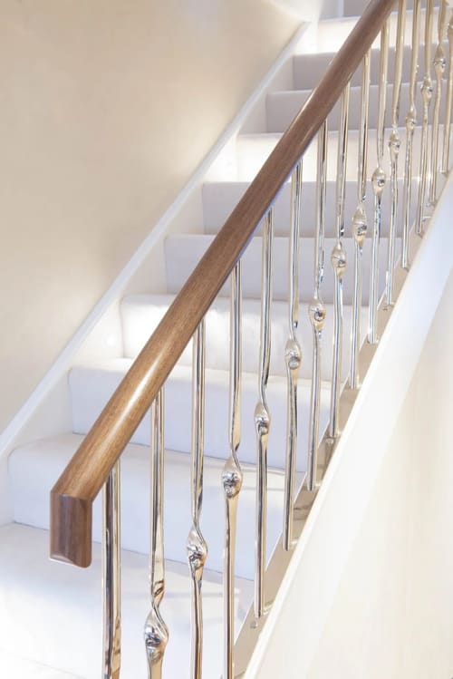 Grosvenor Hill, W1K, Mayfair: Staircase with curved timber handrail