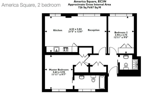 America Square, East London: Bedroom in a two-bedroom apartment, photo 2