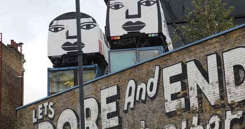 Curtain Road, East London: Street art on a neighbouring building