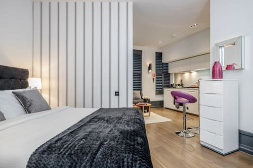 The Garrick Street Apartments, Covent Garden: Studio with bed and kitchen area